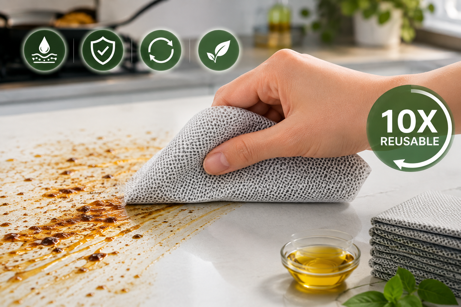 MSS Abrasive Nonwoven for Kitchen Wipes: Physical Oil Removal & 10x Reusable Performance